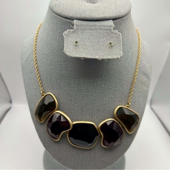 Kenneth Cole Reaction Multicolor Jeweled Necklace Gold Tone - Picture 1 of 10